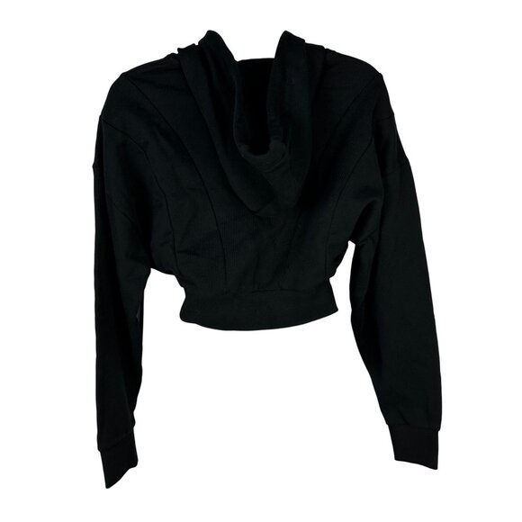 Guess Trixie Logo Cropped Hooded Sweatshirt Size XS Reflective Long Sleeved - Picture 7 of 9